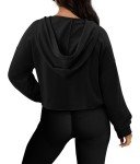 KISSMODA Women's Cropped Hoodies Long Sleeves Fleece Crop Top Drop Shoulder Drawstring Sweatshirt with Hood