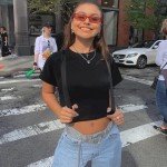 CHICALLURE Women's Short Sleeve Crop Tshirts Summer Round Neck Casual Tops Loose Fit Tee Blouse(Solid Black,M)