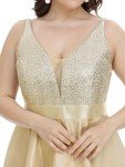 Plus Size Sequin V-Neck High-Low Evening Dress