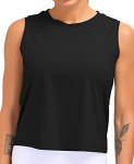 Dragon Fit Athletic Tank Tops for Women Sleeveless Workout Cool T-Shirt Running Short Tank Crop Tops (Medium, Black, m)