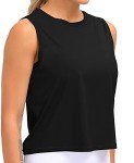 Dragon Fit Athletic Tank Tops for Women Sleeveless Workout Cool T-Shirt Running Short Tank Crop Tops (Medium, Black, m)