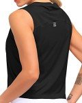 Dragon Fit Athletic Tank Tops for Women Sleeveless Workout Cool T-Shirt Running Short Tank Crop Tops (Medium, Black, m)