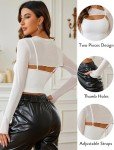 Avidlove Sexy Crop Tops for Women Long Sleeve Mesh Crop Top with Cami Top See Through Shirt Top 2 Piece Sexy Clubwear