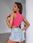 Avidlove Women's Fishnet Top Sexy Cut Out Crop Short Hollow Out Cropped Tank Top(S M L), Rose Red, One Size