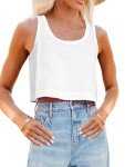 Aoysky Womens Cotton Crop Tops Casual Loose Tank Top Sleeveless Basic Cropped Athletic Yoga Workout Shirt, White, Large