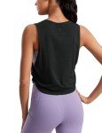 CRZ YOGA Pima Cotton Cropped Tank Tops for Women - Sleeveless Sports Shirts Athletic Yoga Running Gym Workout Crop Tops Black Large