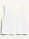 Aoysky Womens Cotton Crop Tops Casual Loose Tank Top Sleeveless Basic Cropped Athletic Yoga Workout Shirt, White, Large