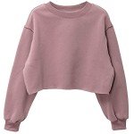 Amazhiyu Women Pullover Cropped Sweatshirts Long Sleeves Casual Fleece Crop Tops Sugar Plum, Medium