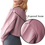 Amazhiyu Women Pullover Cropped Sweatshirts Long Sleeves Casual Fleece Crop Tops Sugar Plum, Medium