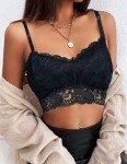 Avidlove Camisoles for Women Cropped Sexy Lace Padded Bralettes Strappy Crop Padded Top Black, L