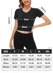 Cosy Pyro Crop Workout T Shirt for Women Short Sleeve Cropped Top Slim Fitted Tees Dry Fit Shirts Black/White/Black/Gray XL