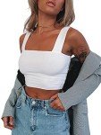Abardsion Women's Sexy Sleeveless Skinny Basic Strappy Crop Tank Tops 2024, White, Medium