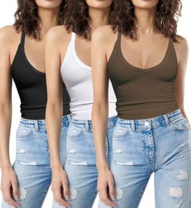 JJAI 3 Pack Tank Tops for Women Summer Crop Tops Gym Yoga Workout Tops Sleeveless Going Out Tops