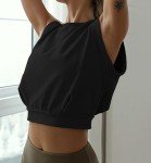 ARRIVE GUIDE Crop Top Athletic Shirts for Women Cute Sleeveless Yoga Tops Running Gym Workout Shirts, Black, Medium