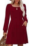 Jescakoo Red Long Sleeve Fall Sweater Dress