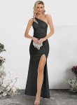 Babalet One Shoulder Black Bridesmaid Maxi Dress