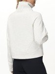 Dragon Fit Women's Half Zippe Sweatshirts High Neck Collar Pullover with Pockets Long Sleeve Crop Tops Thumb Hole Heather White