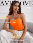 Avidlove Mesh Crop Tops for Women Sleeveless Crop Top See Through Shirt Top Sexy Clubwear Orange