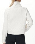 Dragon Fit Women's Half Zippe Sweatshirts High Neck Collar Pullover with Pockets Long Sleeve Crop Tops Thumb Hole Heather White
