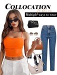 Avidlove Mesh Crop Tops for Women Sleeveless Crop Top See Through Shirt Top Sexy Clubwear Orange
