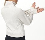 Dragon Fit Women's Half Zippe Sweatshirts High Neck Collar Pullover with Pockets Long Sleeve Crop Tops Thumb Hole Heather White