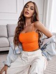 Avidlove Mesh Crop Tops for Women Sleeveless Crop Top See Through Shirt Top Sexy Clubwear Orange