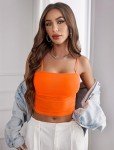 Avidlove Mesh Crop Tops for Women Sleeveless Crop Top See Through Shirt Top Sexy Clubwear Orange