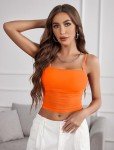 Avidlove Mesh Crop Tops for Women Sleeveless Crop Top See Through Shirt Top Sexy Clubwear Orange