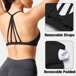 YEOREO Workout Sports Bras for Women Padded Backless Gym Bra Lorelie Light Impact Strappy Criss Cross Yoga Crop Top Black S