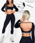 OZICERD Women Workout Tops Long Sleeve Shirt Gym Clothes Backless Built in Bra Athletic Crop Top Sport Femme Halter Yoga Tops Black S