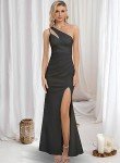 Babalet One Shoulder Black Bridesmaid Maxi Dress