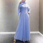 Sky Blue Women's Chiffon Kaftan Maxi Dress