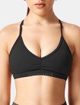YEOREO Workout Sports Bras for Women Padded Backless Gym Bra Lorelie Light Impact Strappy Criss Cross Yoga Crop Top Black S