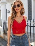 Avidlove Lace Bralette Womens V Neck Camisoles Racerback Adjustable Strap Crop Top Sexy (Red,Large)