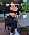 OZICERD Women Workout Tops Long Sleeve Shirt Gym Clothes Backless Built in Bra Athletic Crop Top Sport Femme Halter Yoga Tops Black S