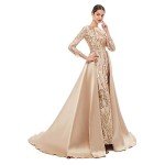 Gold Mermaid Prom Dress with Detachable Train