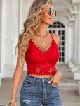 Avidlove Lace Bralette Womens V Neck Camisoles Racerback Adjustable Strap Crop Top Sexy (Red,Large)