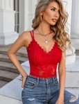 Avidlove Lace Bralette Womens V Neck Camisoles Racerback Adjustable Strap Crop Top Sexy (Red,Large)