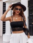 Avidlove Black Bralette for Women Floral Lace Tube Crop Top Slim Bustier Top Small