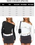 Zeagoo Womens Long Sleeve Off The Shoulder Casual Crop Tops Sexy Asymmetrical Going Out Slim Fit Y2K T Shirts