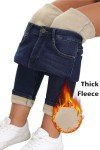 Women's Fleece Lined Jeans Leggings Skinny High Waisted Winter Thick Fleece Lining Women Jeans Pants,Navy, US2