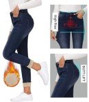 Women's Fleece Lined Jeans Leggings Skinny High Waisted Winter Thick Fleece Lining Women Jeans Pants,Navy, US2
