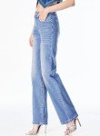 Sidefeel Women's Wide Leg Jeans Casual High Waisted Straight Stretch Denim Pants with Pockets, Light Blue, 4