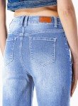 Sidefeel Women's Wide Leg Jeans Casual High Waisted Straight Stretch Denim Pants with Pockets, Light Blue, 4