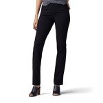 Lee Women's Flex Motion Regular Fit Straight Leg Jean, Black, 8