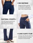 VOOVEEYA Casual Bootcut Yoga Dress Pants for Women 4 Pockets-Flare Leggings High Waist Tummy Control Bootleg Work Pants（Bootcut-Navy Blue-L）