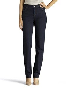Lee Women's Petite Instantly Slims Classic Relaxed Fit Monroe Straight Leg Jean, Heritage Blue, 12 Petite