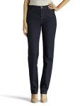 Lee Women's Petite Instantly Slims Classic Relaxed Fit Monroe Straight Leg Jean, Heritage Blue, 12 Petite