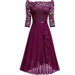 Elegant Vintage Lace Midi Dress for Women