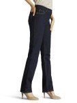 Lee Women's Petite Instantly Slims Classic Relaxed Fit Monroe Straight Leg Jean, Heritage Blue, 12 Petite